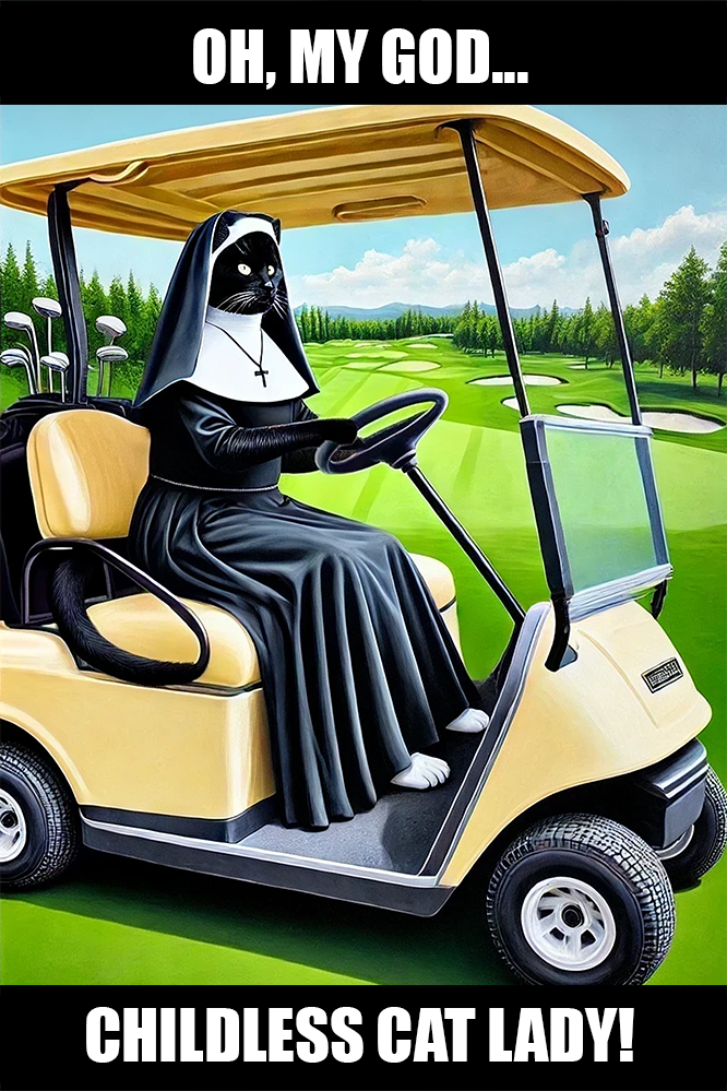 Golfing Cat Lady Nun