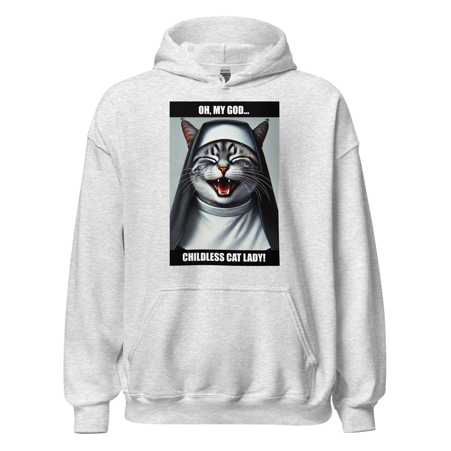 Laughing Cat Lady Nun Unisex Hoodie