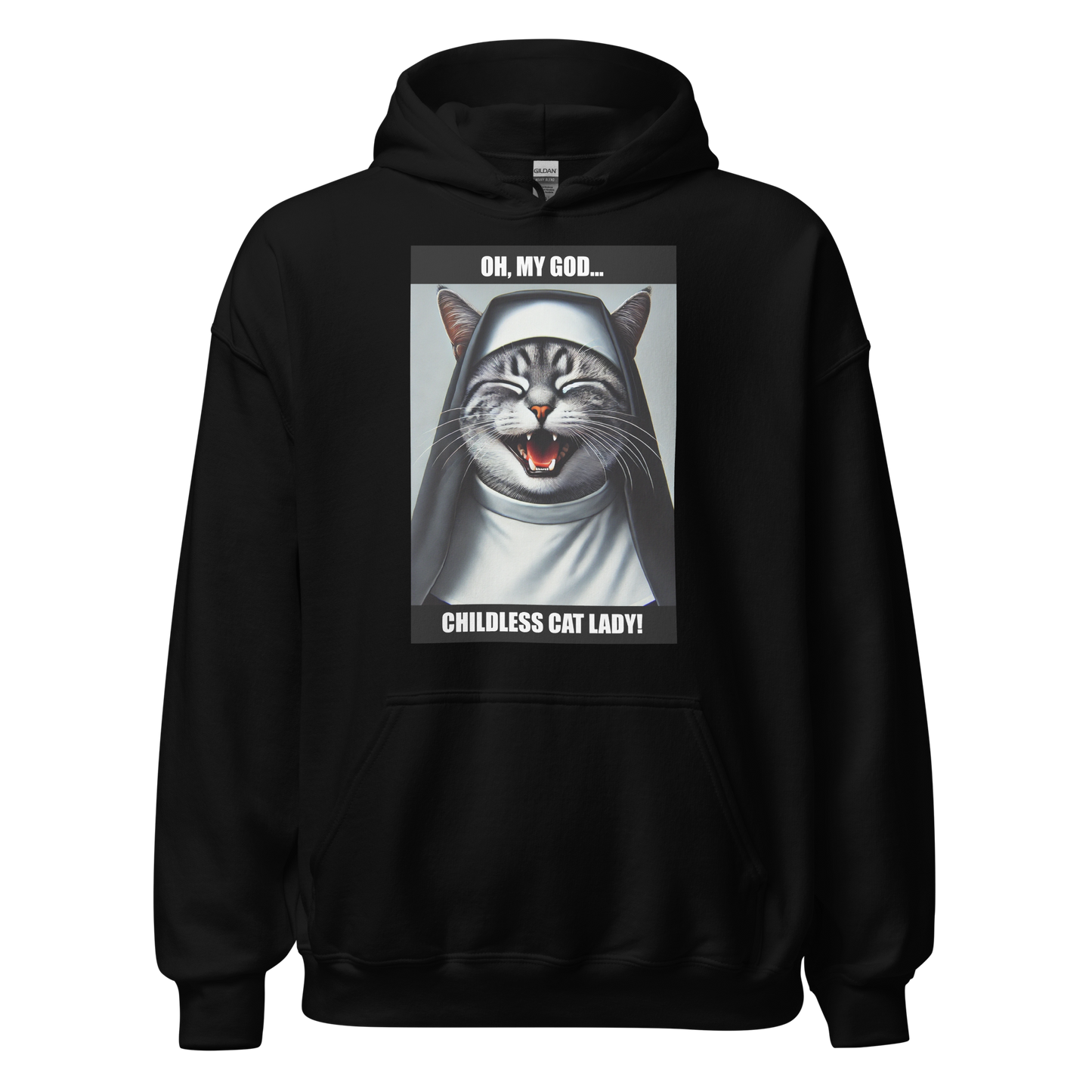 Laughing Cat Lady Nun Unisex Hoodie