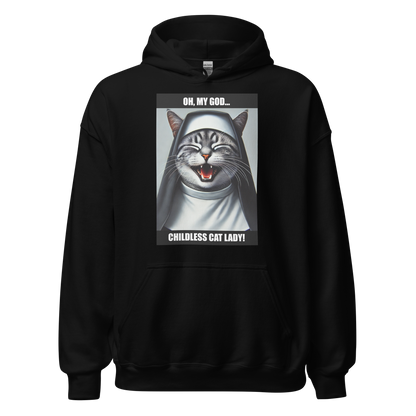 Laughing Cat Lady Nun Unisex Hoodie