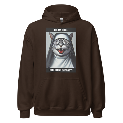 Laughing Cat Lady Nun Unisex Hoodie