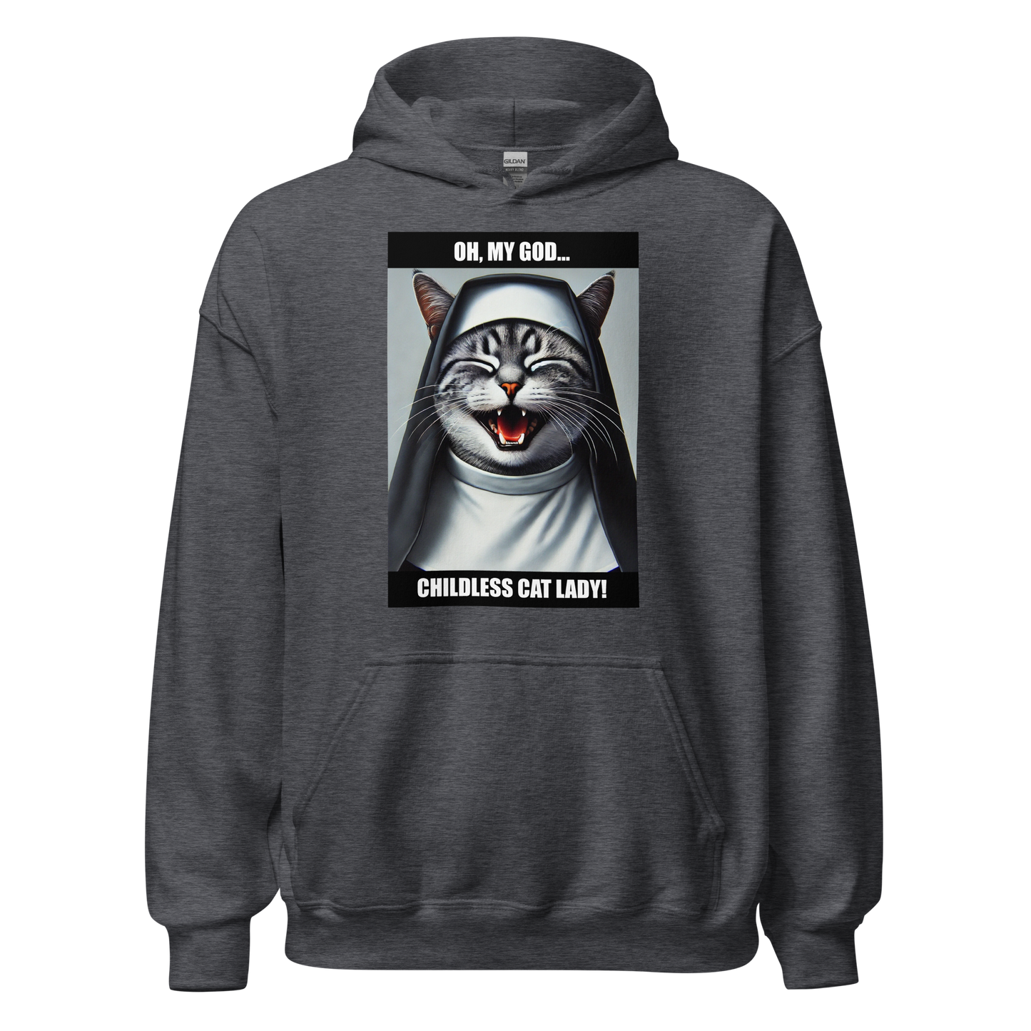 Laughing Cat Lady Nun Unisex Hoodie