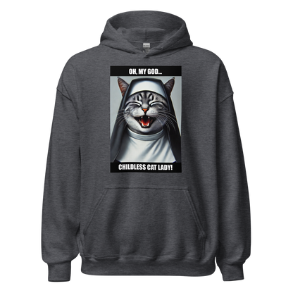 Laughing Cat Lady Nun Unisex Hoodie