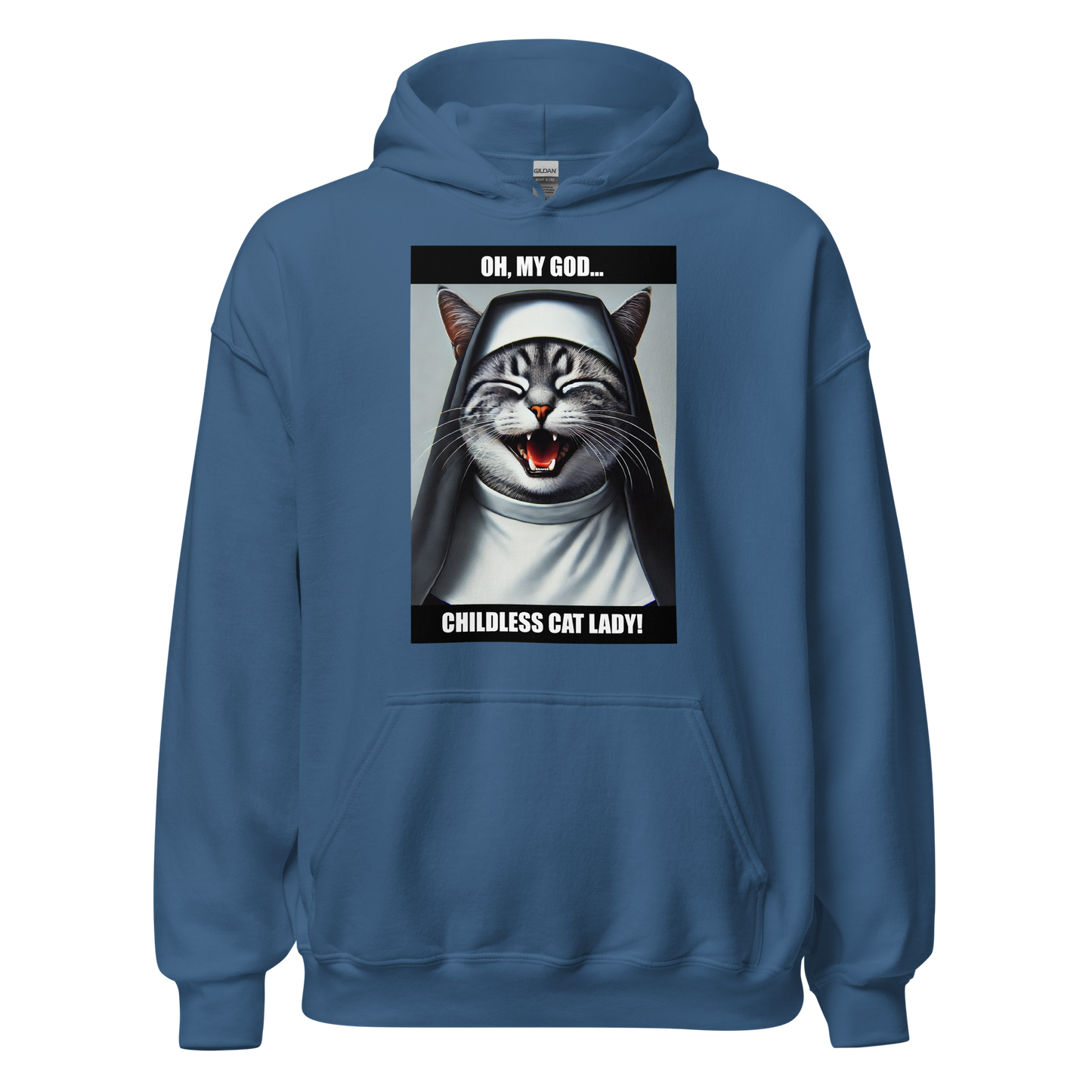 Laughing Cat Lady Nun Unisex Hoodie