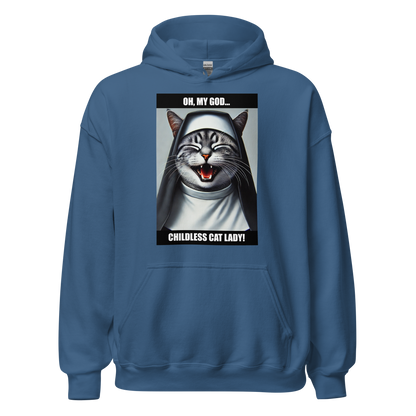 Laughing Cat Lady Nun Unisex Hoodie
