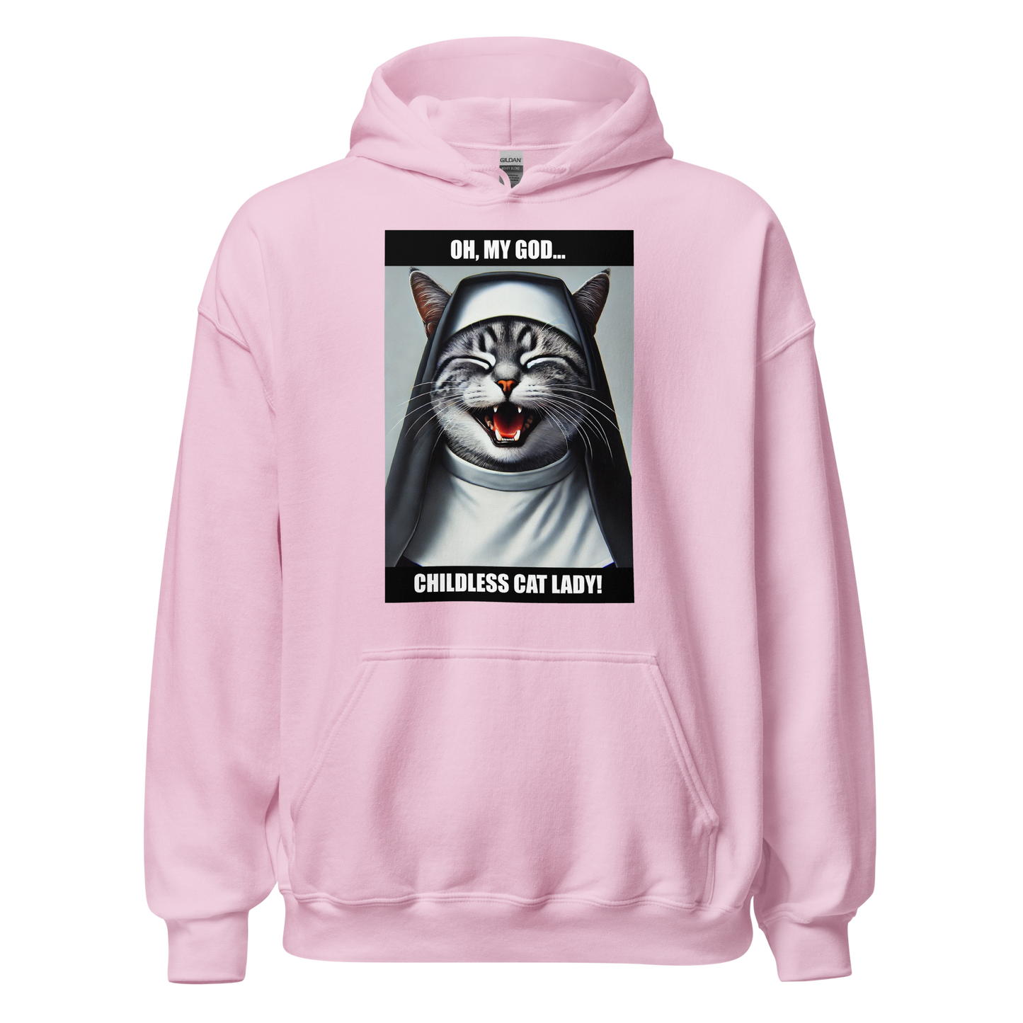 Laughing Cat Lady Nun Unisex Hoodie