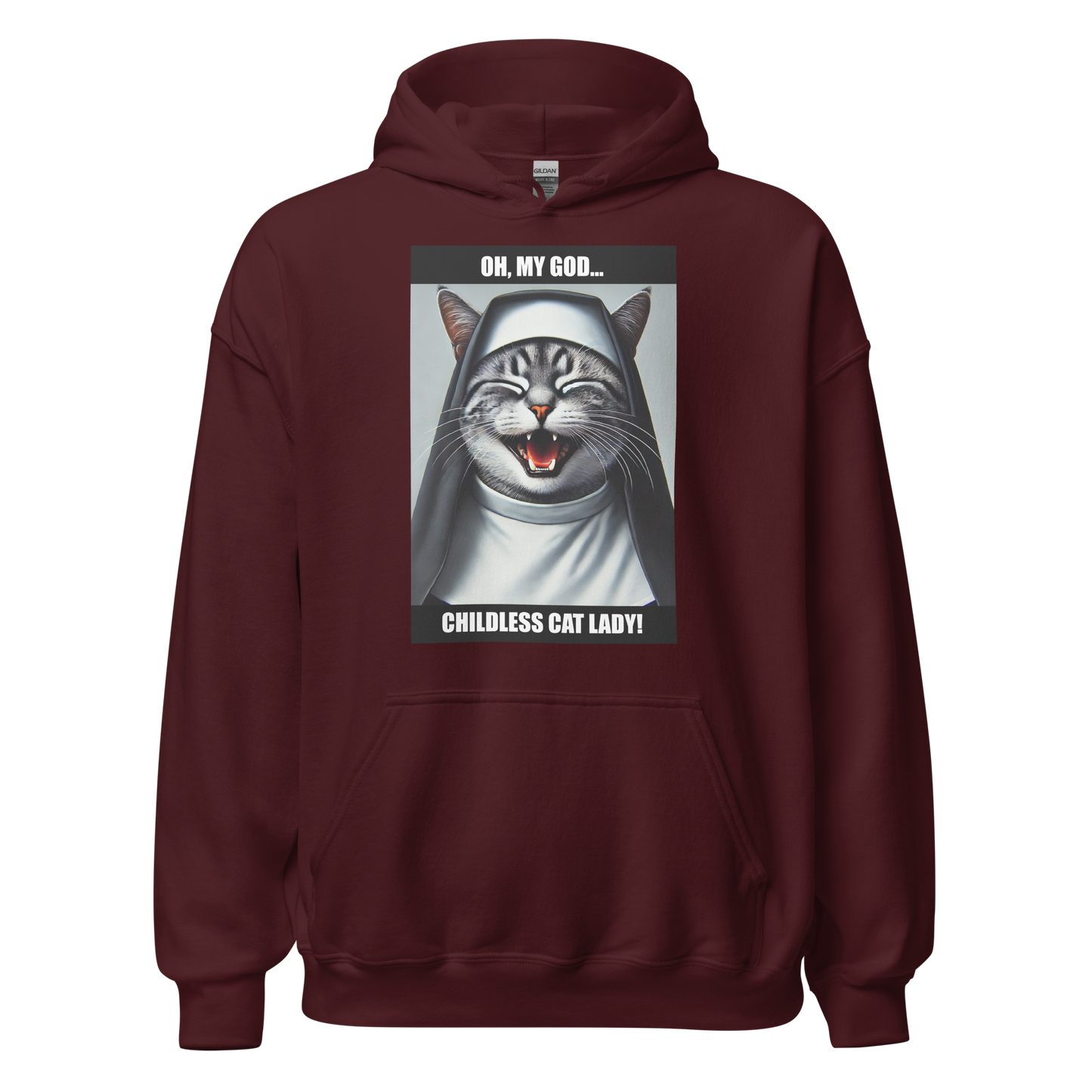 Laughing Cat Lady Nun Unisex Hoodie