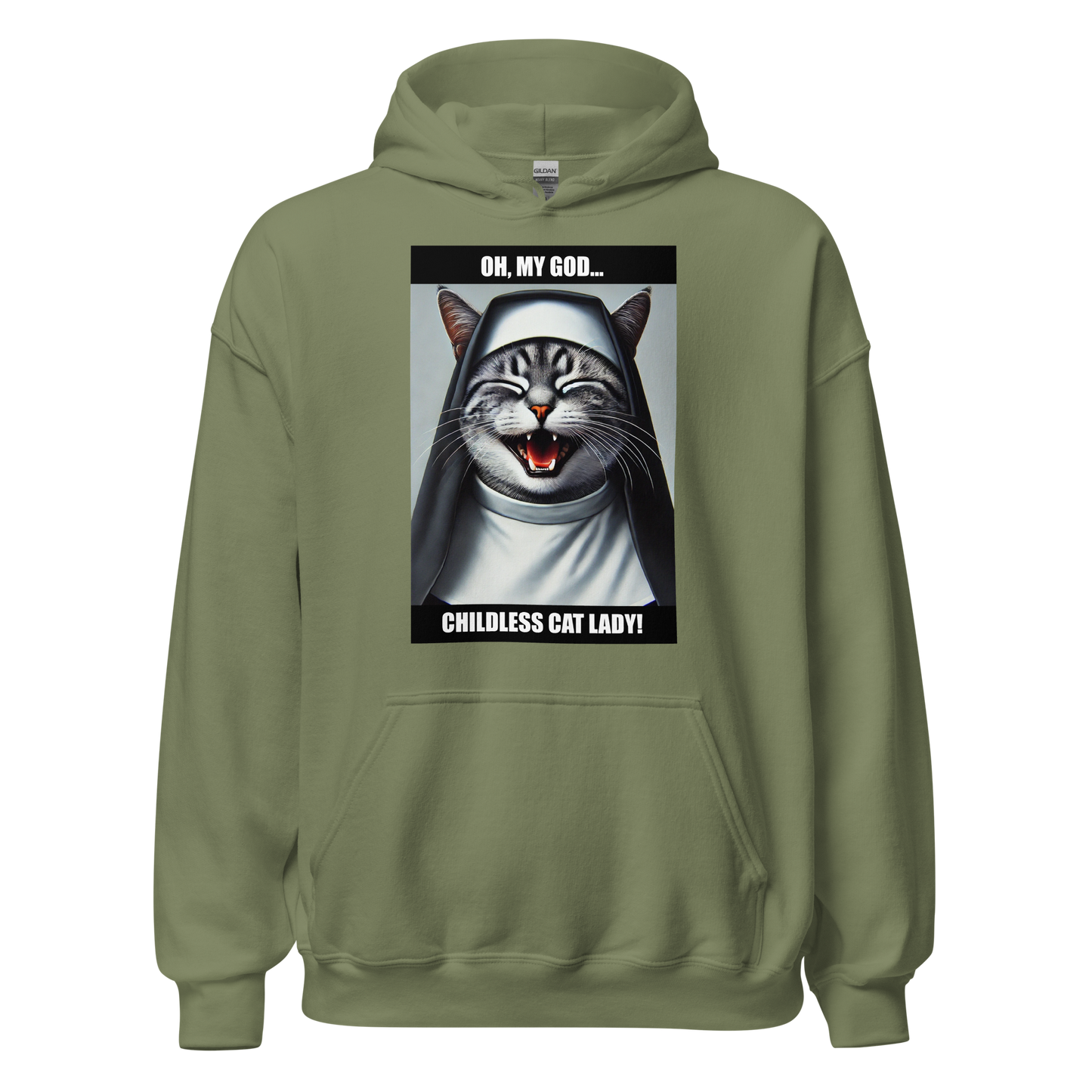 Laughing Cat Lady Nun Unisex Hoodie
