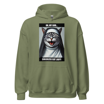 Laughing Cat Lady Nun Unisex Hoodie